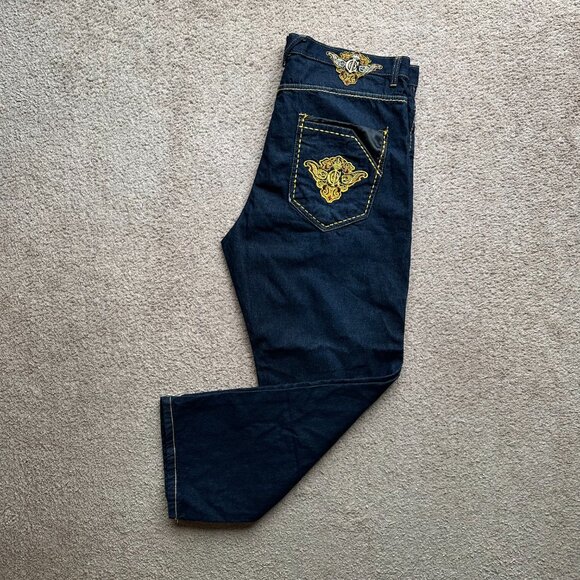 Coogi Jeans Mens 44x34 Straight Leg High Rise Blue Dark Wash Denim Pockets